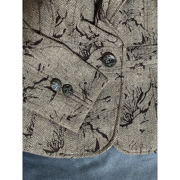 COLDWATER CREEK Tweed Blazer Jacket Size 4 Brown Print - Picture 12 of 13